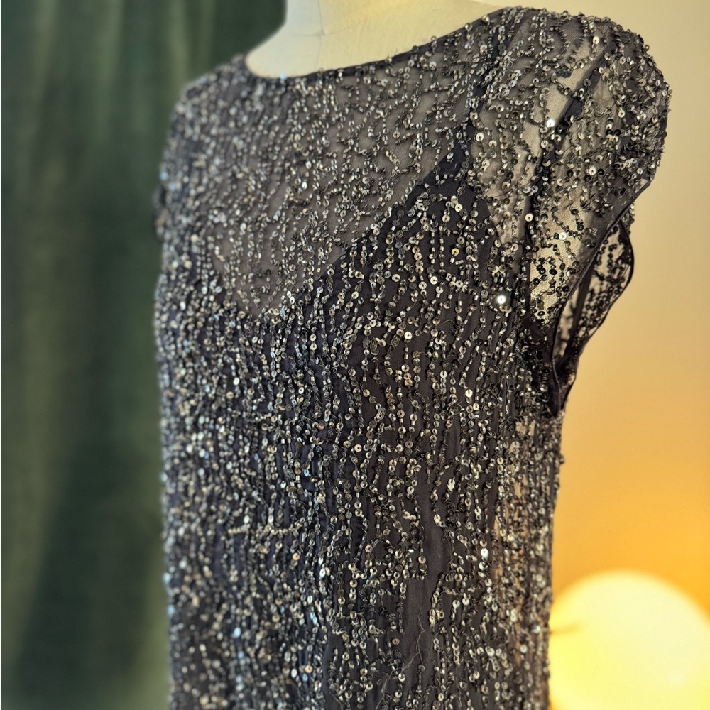 All Saints US 4 hand embellished smoke grey Sequin mini Dress